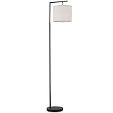 Fabric Shade Battery Operated Floor Lamp With Remote Control Dimmable Bulb，tall Lamp Battery Powered No Power Required Standard Lamp（Rechargeable Bulb And Remote Included） ( Color : Black )