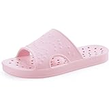 shevalues Shower Shoes for Women with Arch Support Quick Drying Pool Slides Lightweight Beach Sandals with Drain Holes, Pink-Update Version 8-9 Women / 6.5-7.5 Men