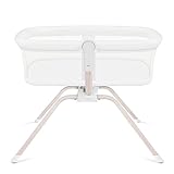TCBunny Rocking Bassinet & Baby Bassinet Bedside Sleeper, 2-Sided Mesh Portable Bed Crib for Newborn Baby, Trave Bag Included (White)