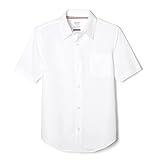 French Toast Boys' Short Sleeve Classic Poplin Dress Shirt (Standard & Husky), White, 8