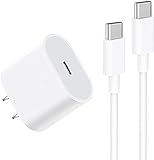 20W USB C Fast Charger for iPad Pro 12.9, iPad Pro 11 inch 2021/2020/2018, iPad Air 4th 10.9 inch 2020, iPad Mini 6 Generation 2021, Pixle 5/3XL, PD Wall Charger with 6.6ft USB C to C Charging Cable