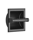 FORIOUS Matte Black Toilet Paper Holder with Mounting Bracket, Black Recessed Toilet Paper Holder Wall Mount Made of Metal, Bathroom Toilet Paper Wall Holder