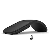 HXSJ Wireless Foldable Mouse Folding Touch Mice (2.4G Wireless with USB Receiver) （Matte Black）