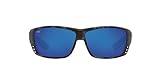 Costa Del Mar Men's Cat Cay Polarized Rectangular Sunglasses, Ocearch Shiny Tiger Shark/Grey Blue Mirrored Polarized-580G, 61 mm
