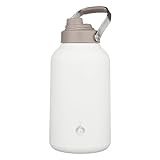 BJPKPK 1 Gallon Water Bottle Insulated, Dishwasher Safe 128oz Large Water Jug with Metal Handle & BPA Free Spout Lid, Stainless Steel Metal Water Bottle for Gym, Sports & Hiking, Milky White