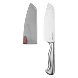 Sabatier Forged Stainless Steel Santoku Knife with Edgekeeper Self-Sharpening Blade Cover, Razor-Sharp Kitchen Knife to Cut Fruit, Vegetables and more, High-Carbon Stainless Steel, 7-Inch
