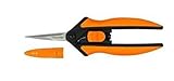 Fiskars Micro-Tip Pruning Snips - 6' Garden Shears with Sharp Precision-Ground Non-Coated Stainless Steel Blade - Gardening Tool Scissors with SoftGrip Handle