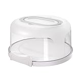 Top Shelf Elements Round Cake Carrier Two Sided Cake Holder Serves as Five Section Serving Tray, Portable Cake Stand Fits 10 inch Cake, Cake Box Comes with Handle, Cake Container Holds Pies (White)