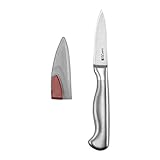 Sabatier Forged Stainless Steel Paring Knife with Self-Sharpening Blade Cover, 3.5-Inch, Razor-Sharp Small Kitchen Knife to Cut Fruit, Vegetables and more- High-Carbon Stainless Steel, Stainless Steel