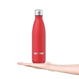 WATERSY Stainless Steel water bottles,17oz/500ml Insulated Water Bottles,Red metal water bottle Keeps Drink Cold and Hot,BPA Free kids water bottles for School,Gym,Travel,Sports