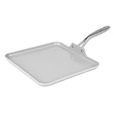 TECHEF - CeraTerra Ceramic Nonstick Square Griddle Pan (PTFE and PFOA Free Ceramic Exterior & Interior), Oven & Dishwasher Safe, Made in Korea, Grey/Silver (Griddle Pan)