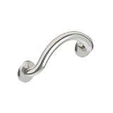 HEALTHCRAFT Plus Series Cresent Grab Bar for Bath and Shower Safety, Stainless-Steel, Wall-Mounted Heavy Duty Hand Handle for Elderly, Seniors or Handicapped/Up to 500 Lbs/Brushed Stainless