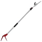 Prunrt Tree Pruners 4.5-7.3 Foot, Pole Saw Trimmer 2 Sections Extendable, 4 Nodes Long Reach Adjustment, Cut Hold Bypass Pruning Shears Telescopic Fruit Picker Garden Clippers Branch Loppers with Hook