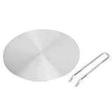 Induction Converter Heat Diffuser Simmer Ring Plate,Stainless Steel Heat Diffuser Induction Plate with Stainless Handle Adapter Converter Gas Electric Cooker Plate (20cm)