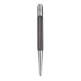 Starrett Steel Center Punch with Round Shank and Knurled Finger Grip - Hardened and Tempered, 4' (100mm) Length, 1/8' (3mm) Diameter Tapered Point – 117C