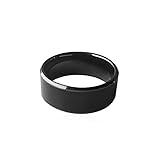 hecere Waterproof Ceramic NFC Ring, NFC Forum Type 2 215 496 bytes Chip Universal for Mobile Phone, All-round Sensing Technology Wearable Smart Ring, Wide Surface Fasion Ring (11#)