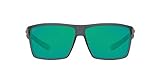 Costa Del Mar Men's Rincon Fishing and Watersports Polarized Rectangular Sunglasses, Matte Smoke Crystal/Copper Green Mirrored Polarized-580G, 63 mm