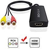 Dingsun RCA to HDMI Converter, AV to HDMI Adapter, Composite/CVBS/Video Audio Converter Support 1080P/720P for HD TV/Display/Projector/PS2/PS3/N64/Wii/STB/VHS/VCR/DVD/Blue-Ray Players etc.