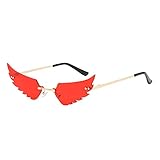 QNIHDRIZ Rimless Angel Wings Sunglasses for Women Girl Transparent Candy Color Frameless Trendy Sun Glasses for Party