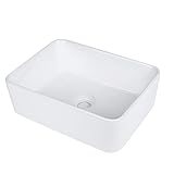 KGAR Ceramic Vessel Sink Rectangle Bathroom Sink Above Counter 16'' x 12'' Porcelain Sink Bowl, White