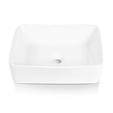 Sinber 19' x 15' x 5.31' White Rectangular Ceramic Countertop Bathroom Vanity Vessel Sink BVS1915A-OL