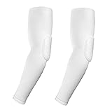 Zhouxt Elbow Pads, Basketball Shooter Sleeves, Volleyball Football Baseball Cycling Collision Avoidance Hex Compression Arm Sleeve, White, Medium