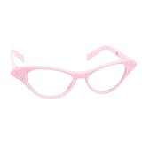 Hip Hop 50's Shop Cat Eye Rhinestone Glasses for Women 50s Retro Fashion Costume Party Light Pink