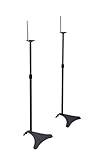 Atlantic Adjustable Height Satellite Speaker Stands, Tool-Free Height Adjustment from 27 to 49 inch, Heavy-Duty Powder-Coated Cast-Iron Base, Integrated Wire Management PN 77305018, 2-pc pair in Black