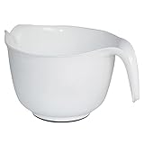 GLAD Mixing Bowl with Handle – 3 Quart | Heavy Duty Plastic with Pour Spout and Non-Slip Base | Dishwasher Safe Kitchen Supplies for Cooking and Baking, White