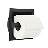 Orlif Stainless Steel 304 Recessed Toilet Paper Holder，Wall Mounted Heavy Duty Inset Roll Tissue Holder Includes Rear Mounting Bracket，Black