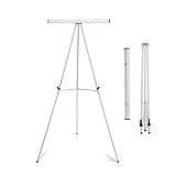 Falling in Art Aluminum Flip Chart Display Easel Stand with Adjustable Floor for Boardroom, Whiteboard, Paper Pads, Signage, 63 1/2'' High, Silver