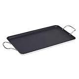 Imusa USA Nonstick Stovetop Double Burner Griddle with Metal Handles, 17-Inch, Black