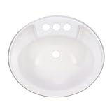RecPro Oval RV Bathroom Sink | White | Single Bowl Lavatory Sink | Camper Sink | 20x17' | Plastic