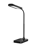 LED Desk Lamp, Flexible Gooseneck Table Lamp, Office Desk Light with 5V/1A USB Port, Touch Control, 5 Color Temperatures & 7 Brightness Levels, Memory Function, Black