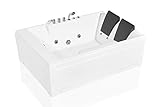 Empava 72 in. Acrylic Whirlpool Bathtub 2 Person Hydromassage Rectangular Water Jets Alcove Soaking SPA Double Ended Tub EMPV-JTX367, White