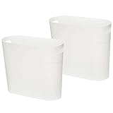ROYFACC Small Trash Can Plastic Bathroom Wastebasket 3.2 Gallon Slim Garbage Container Bin with Handle for Home Kitchen Bathroom Bedroom Office, 2 Pack (White)