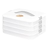 Liatinbo 4-Layer cookie carrier with lid and handle,dessert carrier dumpling container cookie transport storage container (4-Layer white)
