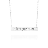 925 Sterling Silver I Love You More Bar Necklace - Great Jewelry Gift for Valentines Day, Mothers Day, Her Birthday, or Stocking Stuffer for Christmas