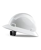 PACIFIC PPE Full Brim Hard Hat, OSHA Construction Work Approved, HDPE Safety Helmet with 4 Point Adjustable Ratchet Suspension, Class E, G & C, White