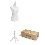 Bonnlo Female Dress Form Pinnable Mannequin Body Torso with Wooden Tripod Base Stand (White, 6)