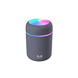 Colorful Cool Mini Cute Humidifier USB 300ml Portable with 7 Colors 2 Fog Mode Ultra Quiet Suitable for Home Car Bedroom Office and Travel (gray)