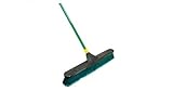 Quickie Bulldozer 24-Inch Multi-Surface Push Broom, Size: 60 Wood Handle with Swivel Hang-up Feature. 15/16-inch Diameter Handle, Green - with Scraper