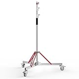 EMART Heavy Duty Light Stand with Casters, 10.5ft/320cm Adjustable 100% Stainless Steel Tripod Stand for Monolight, Studio Softbox, Reflector,Strobe