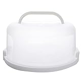 1Pc Cake Cupcake Carrier with Lid and Handle,Portable Cake Stand Fits 10 inch Cake,Plastic Pie Carrier Cake Storage Container | Perfect for Transporting Cakes, Cupcakes, or Other Desserts (White)