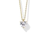 PAVOI 14K Gold Plated Sterling Silver Post Faux Diamond Heart Solitaire Pendant Halo Necklace in Yellow Gold