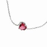 925 Sterling Silver Mini Garnet Red Heart Solitaire Choker Necklace Valentine's Day Jewelry, Dainty Gift for Her