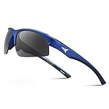 KastKing Cuivre Polarized Sport Sunglasses for Men and Women, Matte Blue Frame,Smoke Lens