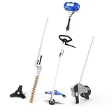 WILD BADGER POWER 26cc Weed Wacker Gas Powered, 4 in 1 String Trimmer, Wheeled Edger, Hedge Trimmer and Brush Cutter Blade, Multi Yard Care Tools, Rubber Handle & Shoulder Strap Included