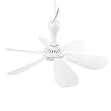 VizGiz Small USB Ceiling Fan DC 5V Hanging Fans for Power Bank Indoor Outdoor RV Bed Room Desk Boat Coop Travel Tent Canopy Cubicle Little Mini Portable 6 Detachable Blades Air Cooler Circulator