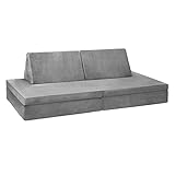 Delta Children Cozee 4-Piece Lounger and Play Set Sofa/Couch, Grey
